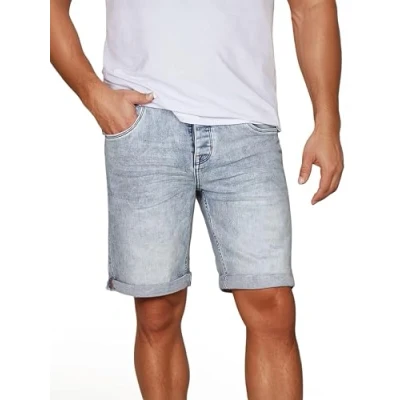 Abbildung von riverso Jeans Shorts Herren Stretch Kurz Regular Fit RIVTom Kurze Hosen Bermuda Sommer Denim Einfarbig, Größe:W 46, Farbe:Light Blue (L139)