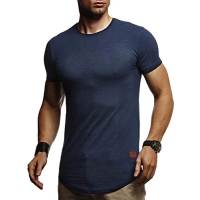 Abbildung von Leif Nelson T Shirt Herren Sommer Rundhals Ausschnitt (Dunkel Blau, Größe XXL) Regular Fit 100% Baumwolle Basic Männer Kurzarm