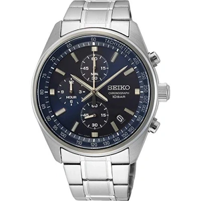 Abbildung von Seiko Herren Uhr Quarz Edelstahl mit Edelstahlband SSB377P1, Blau