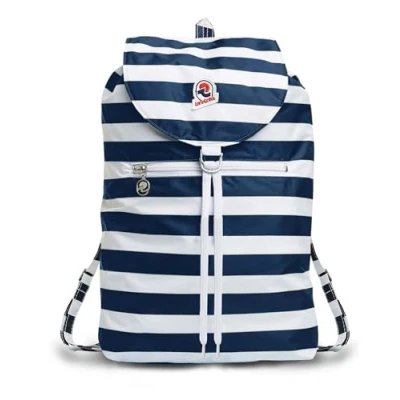 Abbildung von Invicta Tagesrucksack, Backpack für Reise Ausflüge &amp; Freizeit; Damen Herren, mit Hüftgurt faltbar weiß/blau, zweifarbiges Muster, 8 LT, Extra leicht, MINISAC NEXT