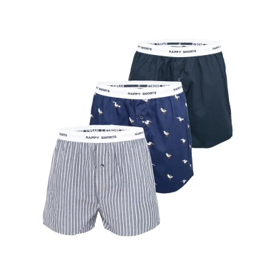 Abbildung von Happy Shorts 3 PACK Boxershorts, Herren, Größe: Small, Möwe mix