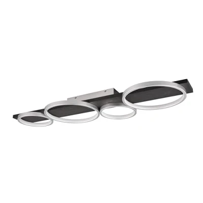 Abbildung von Trio Leuchten LED Deckenleuchte Medera 643810487, Metall Titanfarbig, Holz Schwarz, inkl. 44 Watt LED, Switch Dimmer