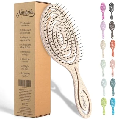Abbildung von Ninabella Haarbürste ohne Ziepen für Damen, Herren &amp; Kinder Entwirrbürste Locken, lange nasse Haare Nachhaltige Detangler Bürste mit Spiralfeder aus recyceltem Material Hair Brush Cream