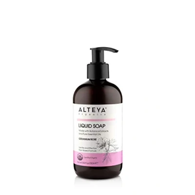 Abbildung von Alteya Bio Flüssigseife Geranie Rose 250ml USDA Organic zertifizierte Reine Natürliche Seife und Waschlotion