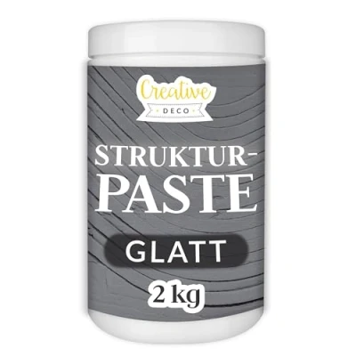 Abbildung von Creative Deco Strukturpaste Glatt 2 kg Dunkelgraue Spachtelmasse für Acrylmalerei Modellierpaste Kunstprojekte, Acrylfarbe, DIY, 3D Effekte, Texturen Einfach mit Palettenmesser aufzutragen