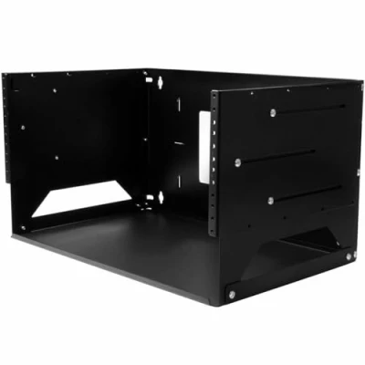 Abbildung von StarTech.com 2 Pfosten 4HE Open Frame Wandmontage Netzwerk Rack mit Fachboden, Daten Einstellbarer Tiefe für AV/Computer/IT Geräte, TAA konformes Serverrack (WALLSHELF4U)