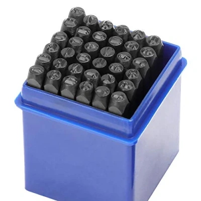 Abbildung von WiMas 36PCS Zahlen und Buchstaben Punch Set, Schlagbuchstaben, A Z &amp; 0 9 Großbuchstaben Stanzwerkzeug (3MM)