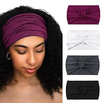 Abbildung von DRESHOW Haarreifen Damen Mädchen 4 Stück Verknotet Stirnband Haarreif Boho Breite Haarbänder Anti Rutsch