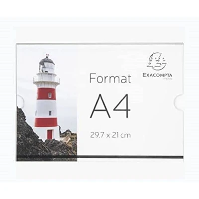 Abbildung von Exacompta 84858QD Wand Prospekthalter selbstklebend für die DIN A4, Querformat aus Acryl, transparent, kann auch angeschraubt werden, vorgebohrt