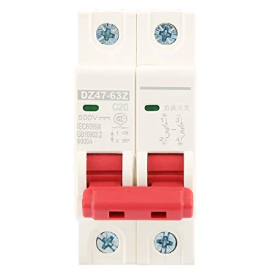 Abbildung von Leitungsschutzschalter 2P DC 500V 20A Solar PV System Isolator Trennschalter MCB DZ47 63Z Photovoltaik Schutzschalter für DIN Schienenmontage Solarenergie (20A)