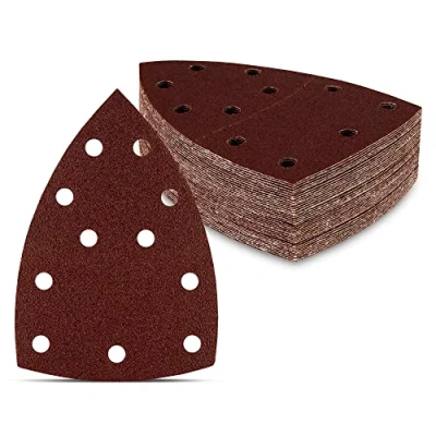 Abbildung von Prio Schleifdreiecke │100 Stück │ 11 Loch 105 x 152 mm Korn 40 für Multischleifer Schleifblätter dreieckige Schleifpads Schleifpapier