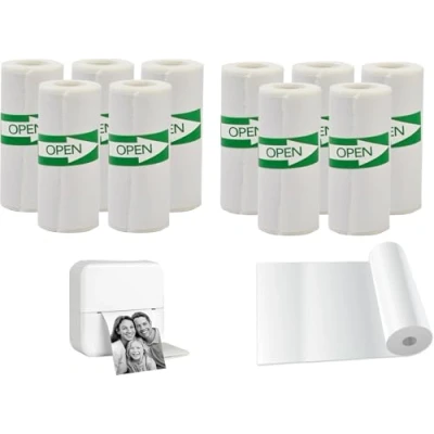 Abbildung von Papp&#039;N&#039;Roll Thermodrucker Papierrollen, 57x30mm, 10 Rollen, Selbstklebend, BPA frei, Kompatibel mit Peripage A6, GuKKK