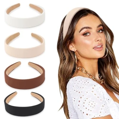 Abbildung von DRESHOW Haarreifen Damen Mädchen 4 Stück Verknotet Stirnband Haarreif Boho Breite Haarbänder Anti Rutsch
