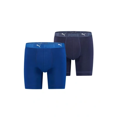 Abbildung von Puma LONG Sport Cotton 2 PACK Boxershorts, Herren, Größe: Small, Blau