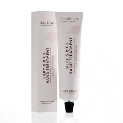 Abbildung von Jean &amp; Len Silky Rich Treatment Peony Lychee, 100% recyclebare Alutube (ohne Deckel), reichhaltige Handcreme, sorgt für weiche Hände, ohne Parabene Silikone, vegan, 75 ml