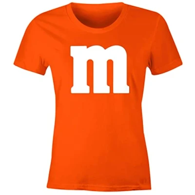 Abbildung von MoonWorks® Damen T Shirt Gruppen Kostüm M Aufdruck Fasching Karneval Verkleidung orange XS