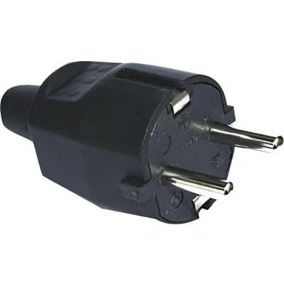 Abbildung von Silver Electronics Schuko Stecker (Kautschuk, 16 A) schwarz, Macho