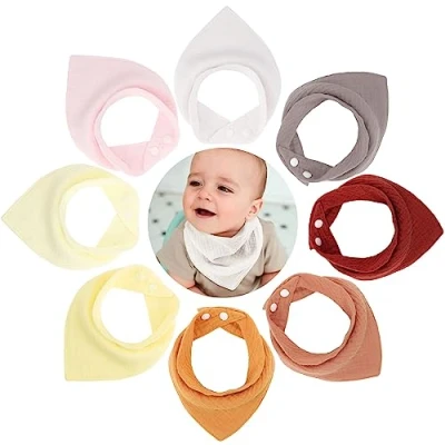 Abbildung von DRESHOW Baby Lätzchen 8 Pack Bandana Super Saugfähige Sabberlätzchen für Unisex Jungen Mädchen 100% Baumwolle Zahnen und Sabbern
