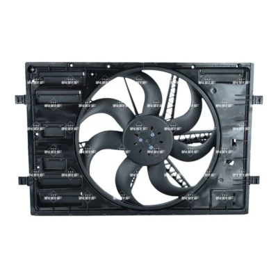 Abbildung von NRF 47916 Lüfter 438 12 400 mit Kühlerlüfterrahmen (Zarge), bürstenloser Motor VOLKSWAGEN: Passat B8 Variant, Golf 7 SKODA: Octavia 3 Combi