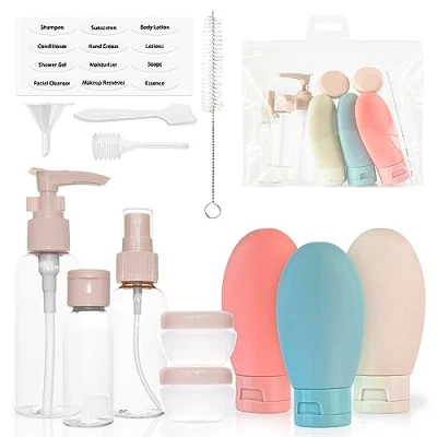 Abbildung von MyGadget Reise Set [14 STK.] Reiseflaschen Cremedosen zum befüllen Flaschen &amp; Creme Dosen für Kosmetik Flüssigkeit Travel Behälter fürs Flugzeug