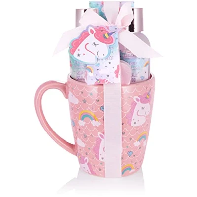 Abbildung von BRUBAKER Cosmetics 5 tlg. Einhorn Bade und Dusch Set Cherry Blossom Geschenkset mit Kirschblüten Duft in XXL Becher