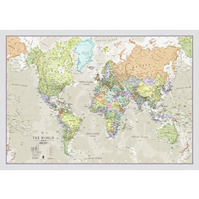 Abbildung von Maps International Riesige Weltkarte Klassisches Weltkartenposter Laminiert 84 x 59 cm Klassische Farben