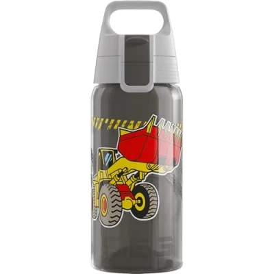 Abbildung von SIGG Trinkflasche Kinder Viva One Construction Für Kohlensäurehaltige Getränke Geeignet Auslaufsicher Spülmaschinenfest BPA frei Sport &amp; Schule Grau mit Bau Lkw 0,5L