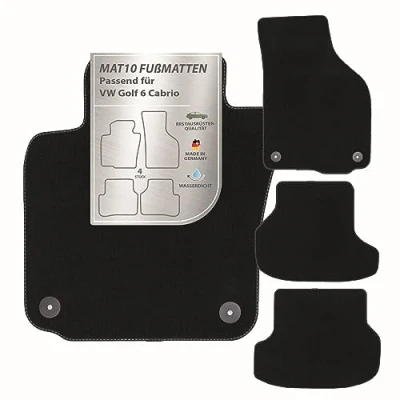 Abbildung von MAT10 Auto Fußmatten passend für VW Golf 6 Cabrio (BJ 06/2011 03/2016, Typ 5K1) aus Velours 4 teiliges Automatten Set langlebige Erstausrüsterqualität, Made in Germany