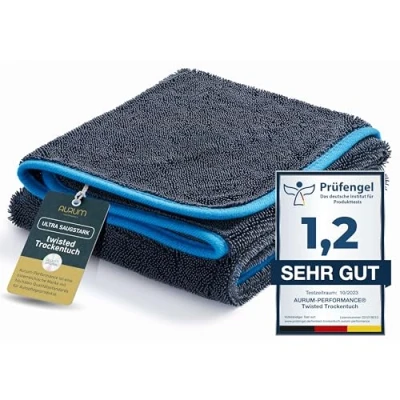 Abbildung von Aurum Performance® Trockentuch zur professionellen Autopflege mit extremer Saugkraft hohe Aufnahmekapazität Dank der speziellen Microfaser und enormen Größe 90x60cm