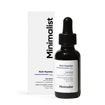 Abbildung von Minimalist Multipeptid Nachtgesichtsserum für zeitlos jüngere Haut, 30 ml Collagen Boosting, Hydrating &amp; Overnight Repair Serum, Transparent, (1er Pack)