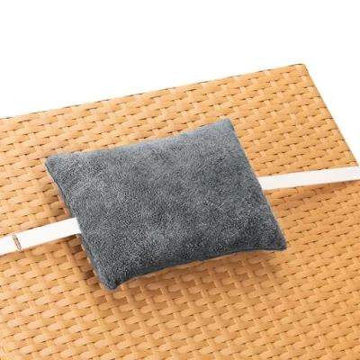 Abbildung von JEMIDI Nackenkissen Kopfkissen für Sonnenliege und Gartenstuhl 20x30cm Frottee Nackenstütze Kopfstütze mit verstellbarem Gurt Bezug abnehmbar