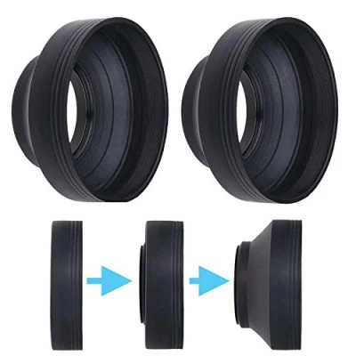 Abbildung von Kamera Objektiv Sonnenblenden 52mm Gummi 2er Set Zusammenklappbar in 3 Stufen Sonnenschutz/Schild Reduziert Flare und Blendung