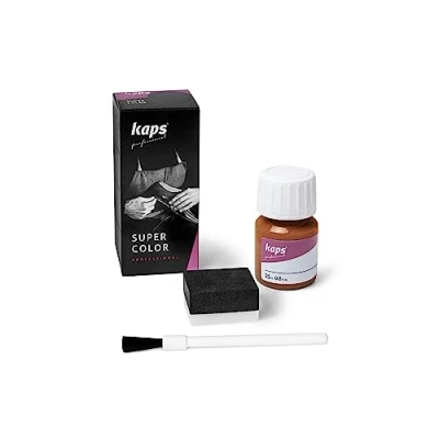 Abbildung von Kaps Super Color Lederfarbe für Naturleder, Synthetik und Textil, Lederfärber, 25 ml, Hellorange 163