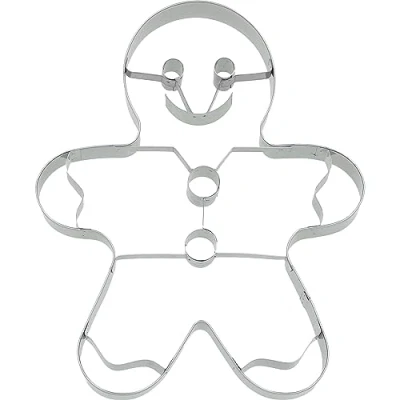 Abbildung von Birkmann, XXL Ausstechform Lebkuchenmann, zum Ausstechen und Dekorieren von Plätzchen, Marzipan, Fondant, Edelstahl, spülmaschinengeeignet, Größe:18 cm, Grau