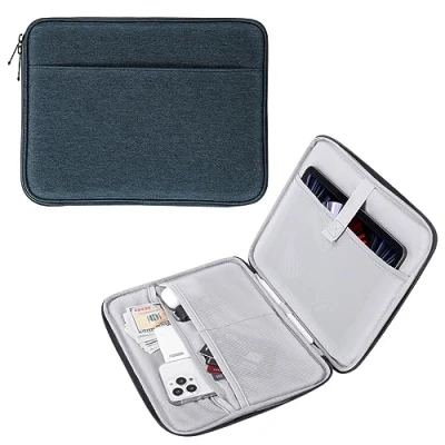 Abbildung von MoKo 9 11&quot; Tablet Tasche Hülle für 11 Zoll iPad Air M2 2024, Pro M4 5/4/3/2/1, 10th/9/8/7 Gen 10,2, Galaxy Tab S9 2023, Polyester Schutzhülle mit Fächer, Indigo