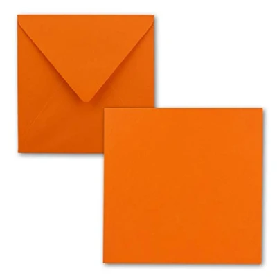 Abbildung von Quadratisches Einzelkarten Set 15 x cm mit Brief Umschlägen Orange 25 Stück für Grußkarten &amp; mehr FarbenFroh by GUSTAV NEUSER