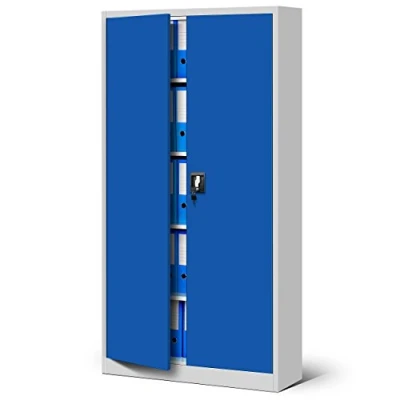 Abbildung von Jan Nowak Aktenschrank C001 Büroschrank Metallschrank Stahlschrank Werkzeugschrank Pulverbeschichtet 4 Verstellbare Fachböden Abschließbar 185 cm x 90 40 (Grau Blau)