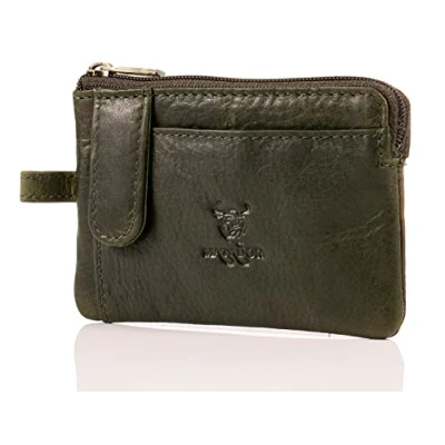 Abbildung von MATADOR Echt Leder Auto Schlüssel Herren Tasche Schlüsseletui Damen Keyring Kartenfach Geldfach Männer Hochwertig Design Schlüsselanhänger Mäppchen(GREEN/GRÜN)