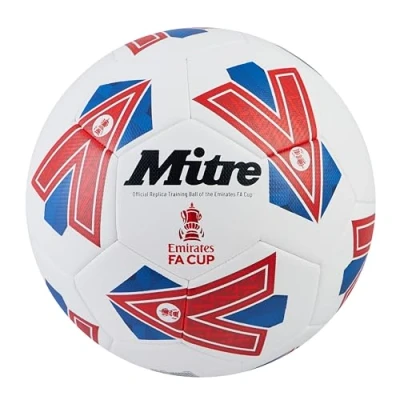 Abbildung von Mitre Training FA Cup Fußball Hochleistungs Trainingsball sehr langlebiges Design, Ball, Weiß/Blau/Rot, 3