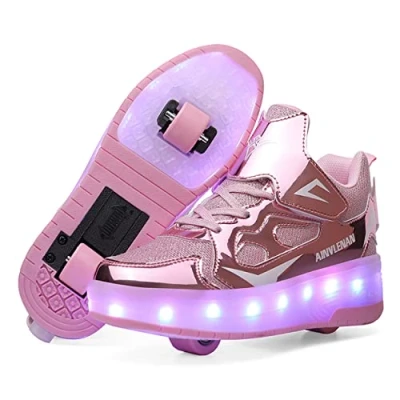 Abbildung von Junge Mädchen Schuhe Kinderschuhe mit Rollen LED Leuchtend Outdoor Sportschuhe Blinkschuhe Skateboardschuhe Sneaker Geburtstage, Feiertage