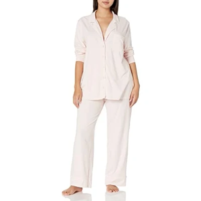 Abbildung von Amazon Essentials Damen Schlafanzug Set Baumwollmodal langärmliges Hemd und Lange Hose, Blassrosa, L