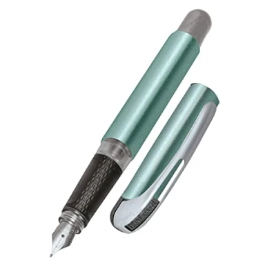 Abbildung von Online Füller College Metallic Türkis, Tinten für Rechtshänder, ergonomisches Griffstück, hochwertige Iridium Feder medium, Standard Tintenpatronen, inkl. Kombipatrone