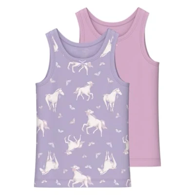 Abbildung von Name it Nmftank Horse 2 PACK Unterhemd/shirt für Kinder, Größe: 110, Pastel lilac