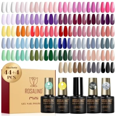 Abbildung von ROSALIND UV Nagellack Set, 48 Stück Weiß Rosa Violett Rot Grün Blau Gel Nagellack, Soak Off Mini Farbgel Gelnägel für Nagel Design Nail Polish Frühling Sommer Geschenk
