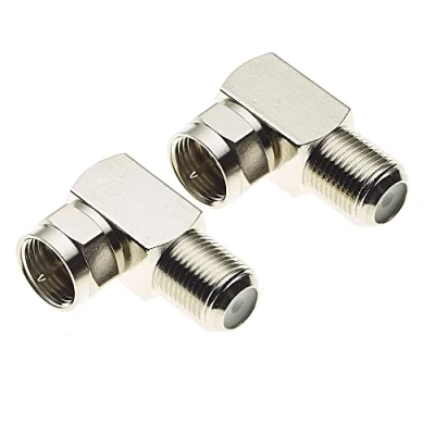 Abbildung von F Typ Buchse auf Stecker, rechtwinkliger Adapter Steckeradapter für RG59 RG6 Koaxialkabel, 90 Grad Stecker Buchse, schraubbare Installation Packung mit 2 Stück
