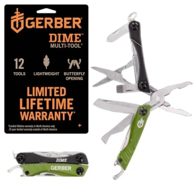 Abbildung von Gerber Multifunktionswerkzeug mit 12 Funktionen, Dime Pocket Multi tool, Grün, 31 003621