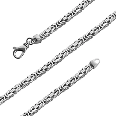 Abbildung von Avesano 925 Sterling Silber Königskette Herren Halskette, 4 mm Breite echte massiv gearbeitet mit Schmuck Box, Länge 70 cm, Modell 101096 070