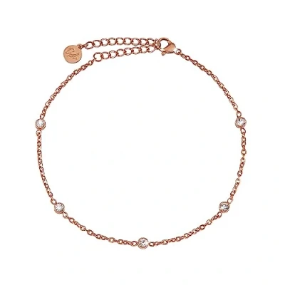 Abbildung von GD GOOD.designs Zirkonia Fußkette wasserfest (Rosegold) I Vergoldetes Fußkettchen mit funkelnden Dots Damen Fußschmuck Kristall vergoldet