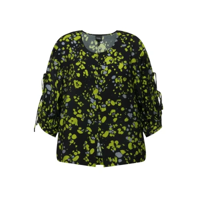 Abbildung von Ulla Popken Splatter 3/4 Bluse, Damen, Größe: 42/44, Black