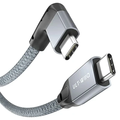 Abbildung von USB C auf Kabel 20Gbps 100W 2m, 90 Grad 3.2 Gen2x2 Kabel, 4K@60Hz 2K@240Hz HDR Videoübertragung, PD 3.0 PPS Ladekabel für OTG, Handy, Laptop, Monitor, Kamera, SSD